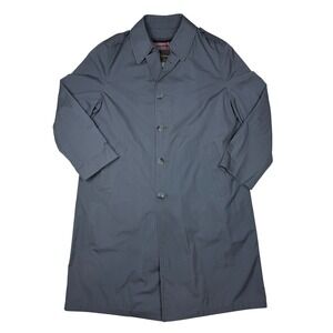 Botany 500 Trench Coat Mens 42 Reg Grey Plaid Zip Out Lining Vintage USA Made
